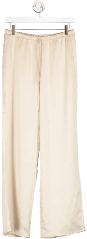 MANGO Beige Satin Palazzo Trousers UK S