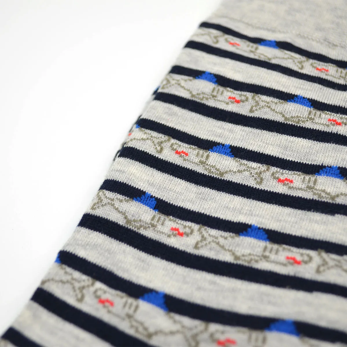 Marcomonde - Striped Sharks Cotton Socks - Light Grey