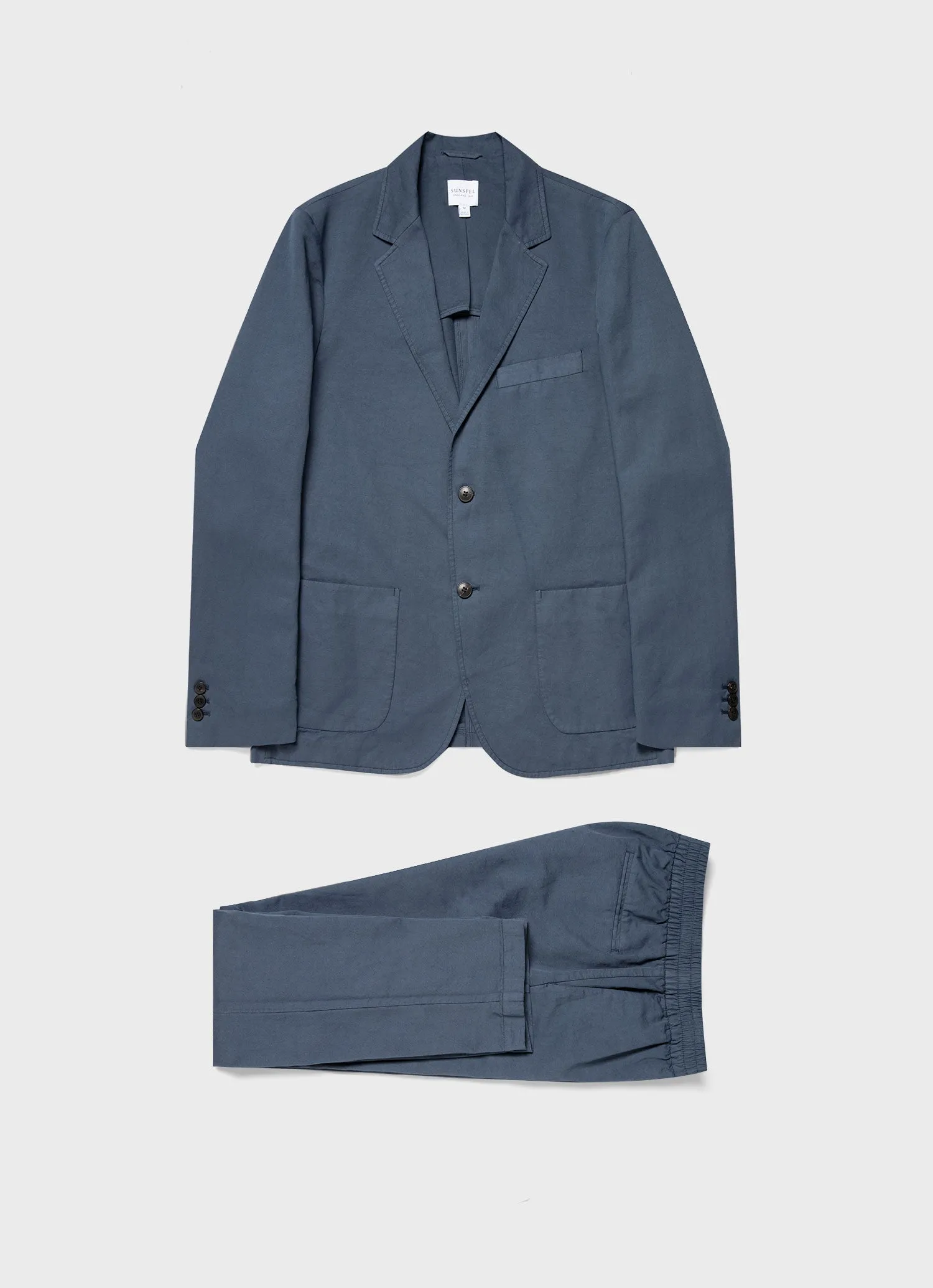 Men's Cotton Linen Two-Piece Suit in Shale Blue