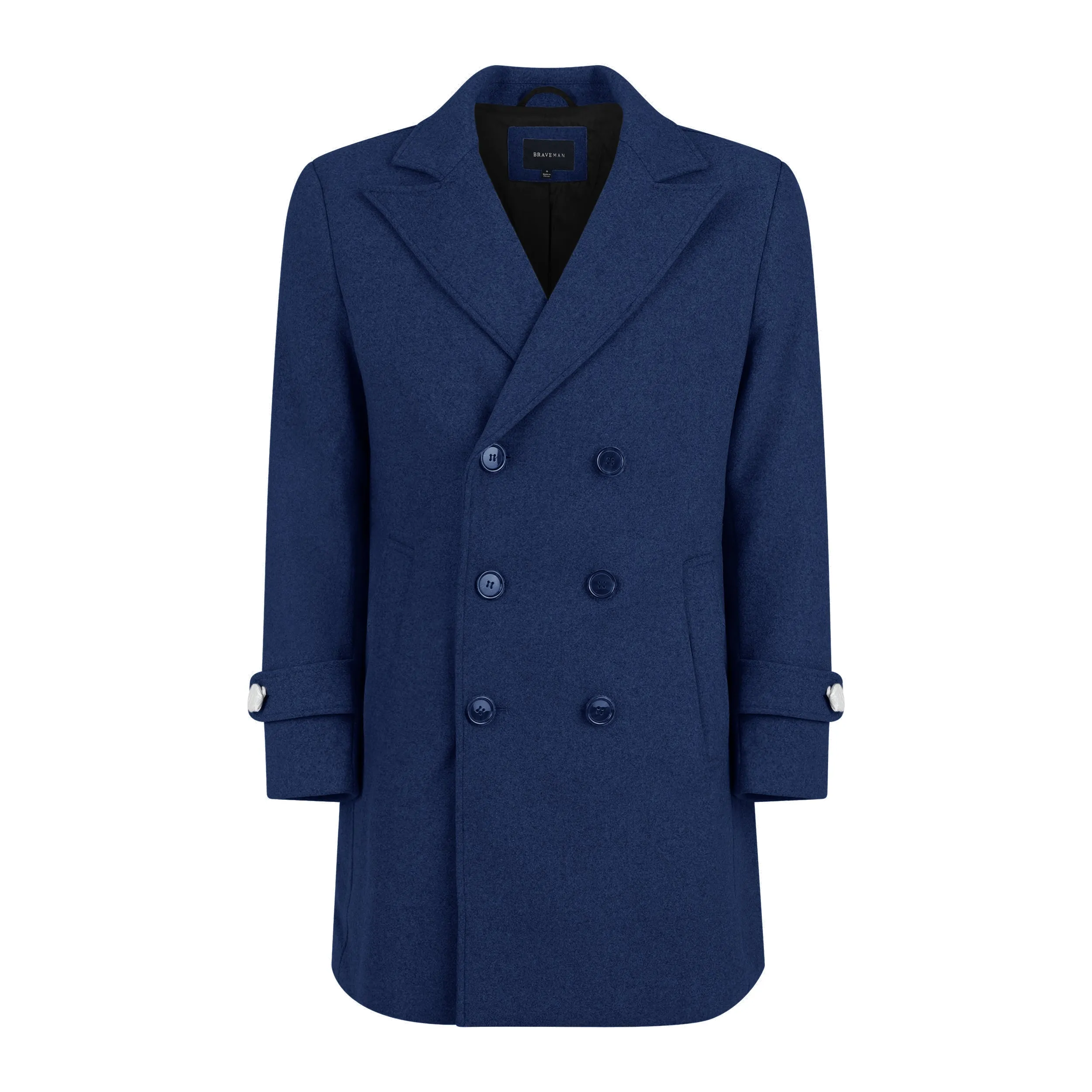 Men's Double Breasted Pea Coat Wool Blend Dress Jacket Peacoat