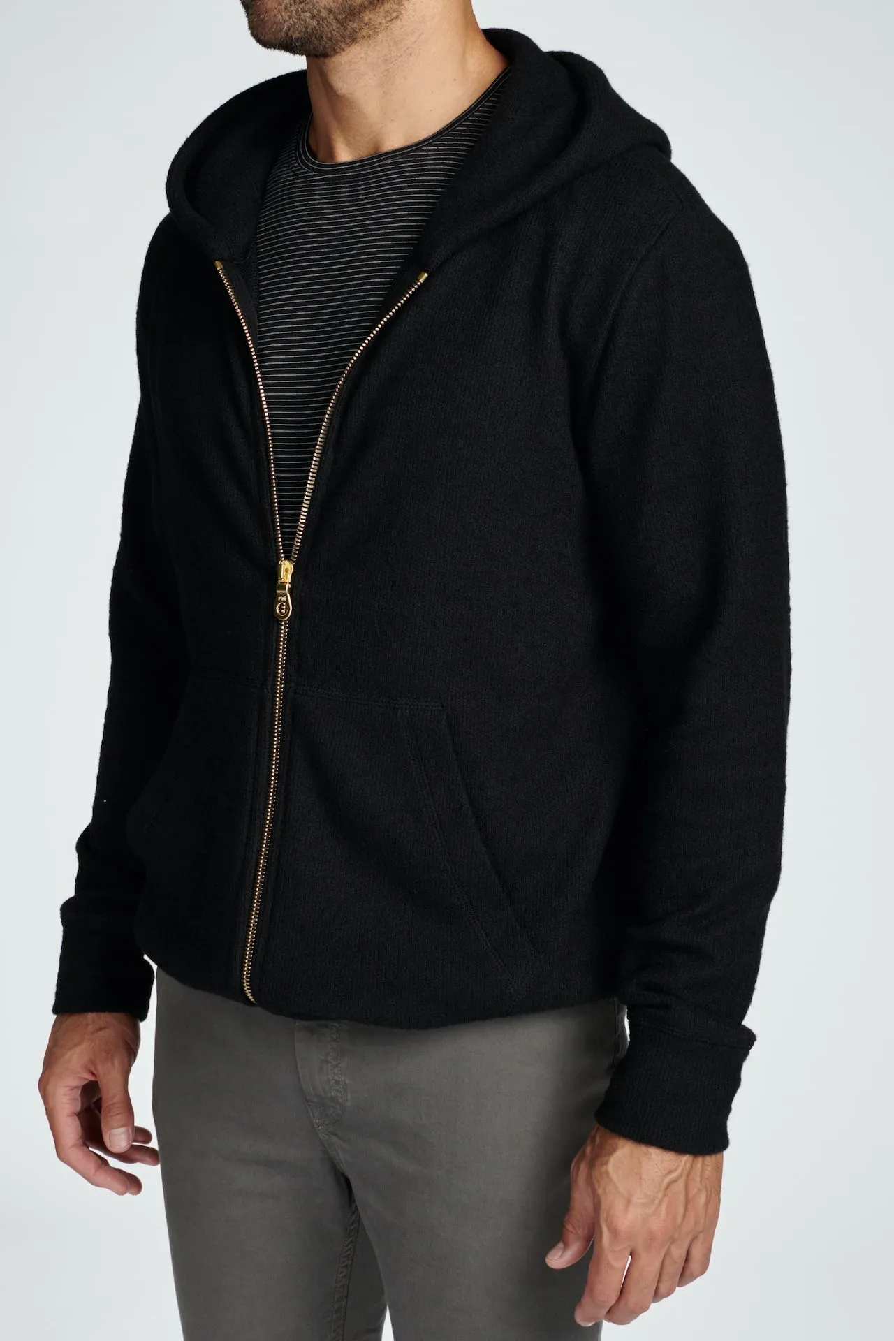 Men's Soft Knit Melange Zip Front Hoodie