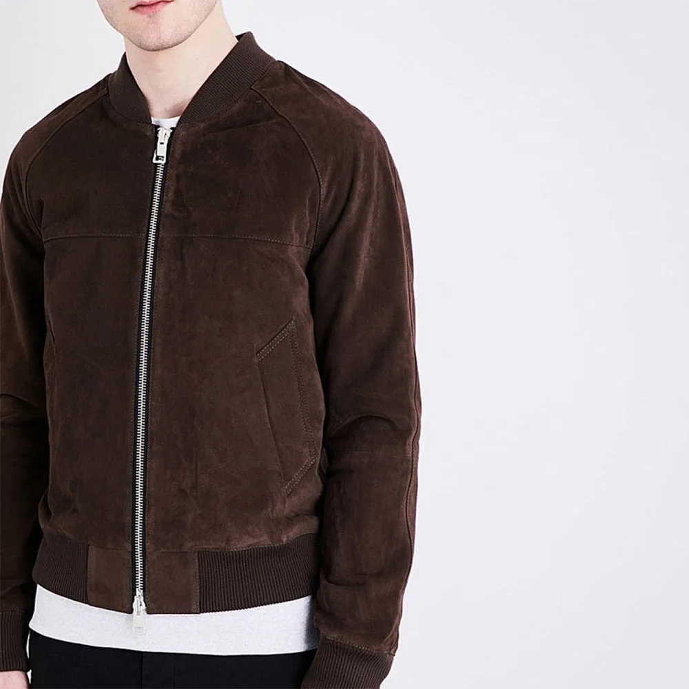 Men's Suede Bomber Jacket - Ethan