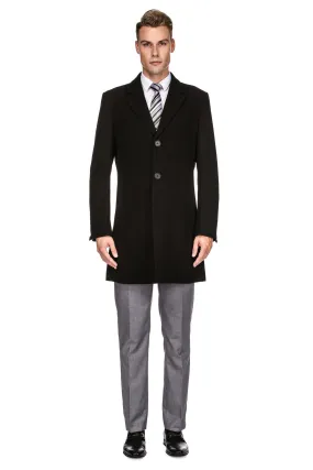 Men's Tailored Wool Blend Notch Collar Wool Blend Walker Car Coat Jacket