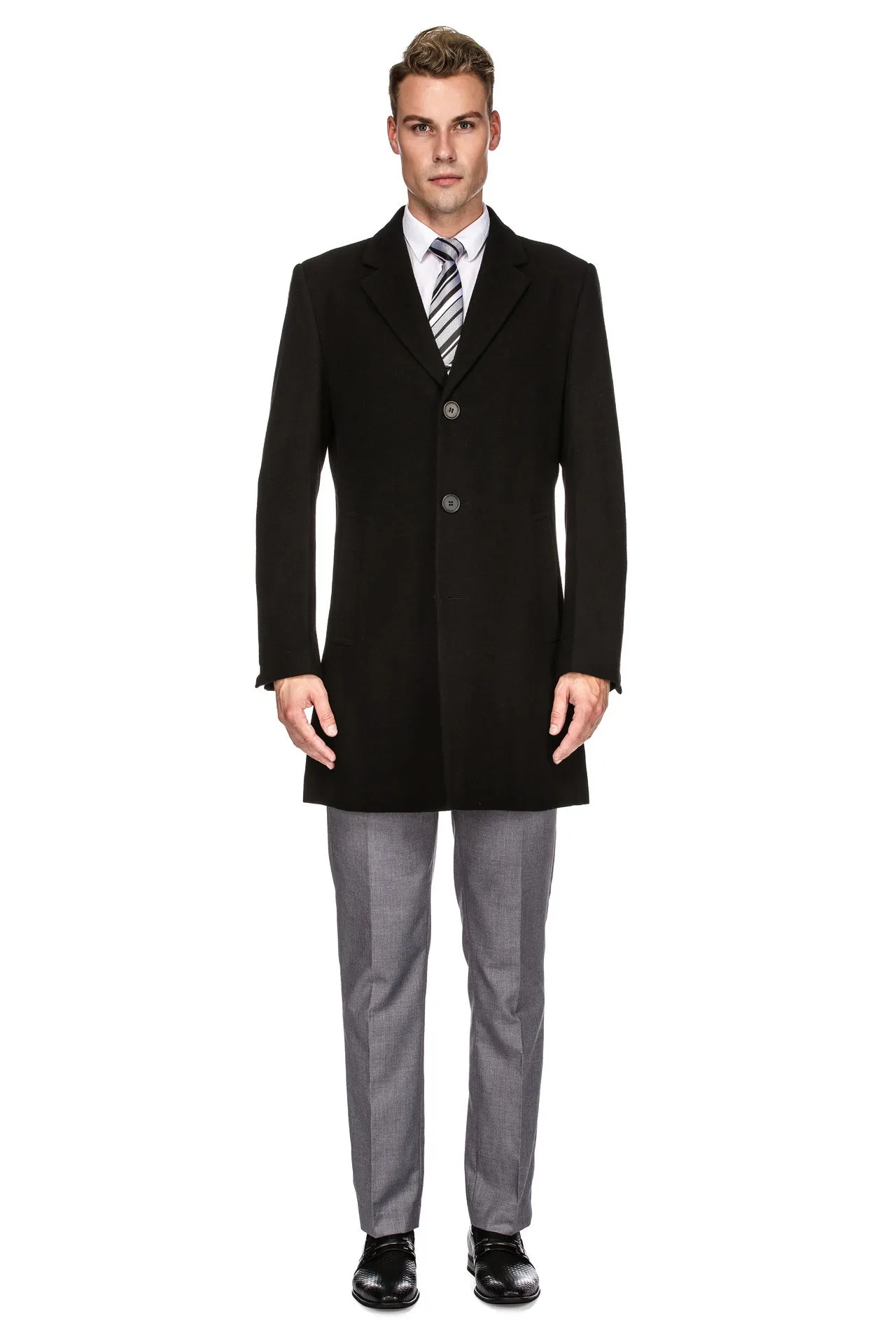 Men's Tailored Wool Blend Notch Collar Wool Blend Walker Car Coat Jacket