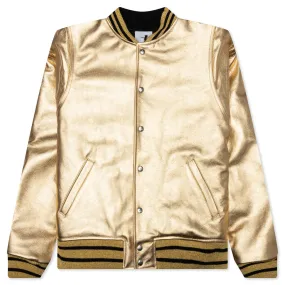 Metallic Leather Bomber - Gold