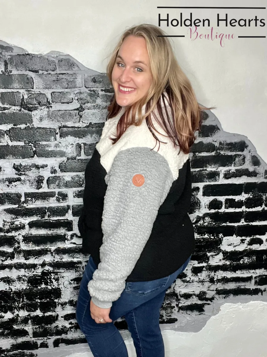 Monochrome Colorblock Sherpa