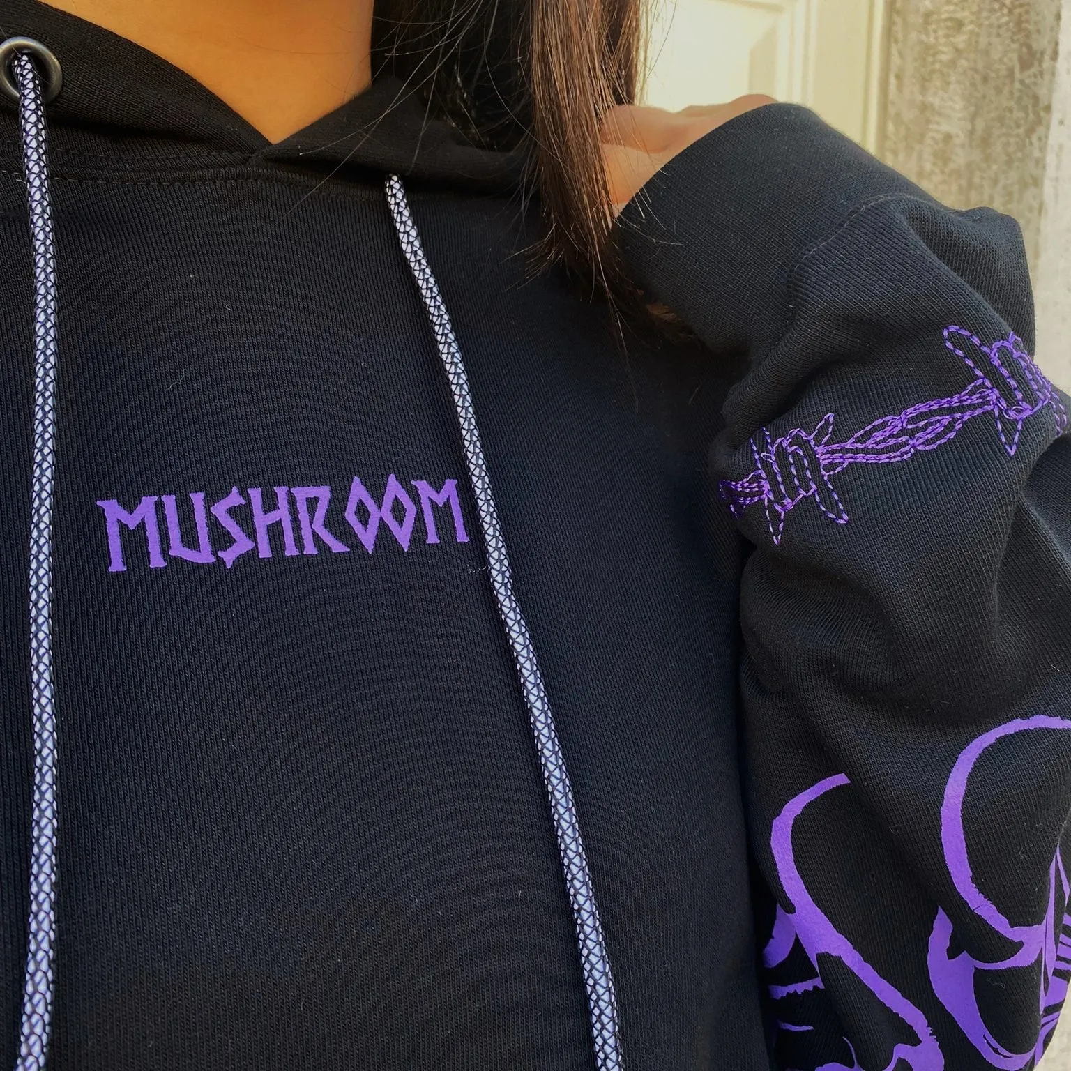 Mushroom men's hoodie with Flame print 23000-38 black-purple