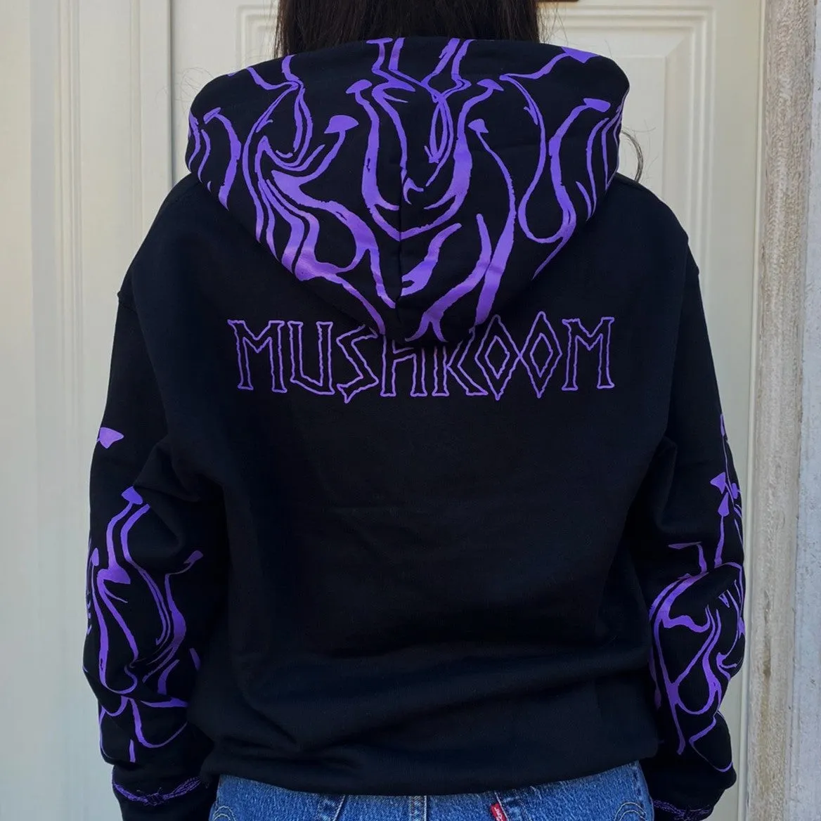 Mushroom men's hoodie with Flame print 23000-38 black-purple