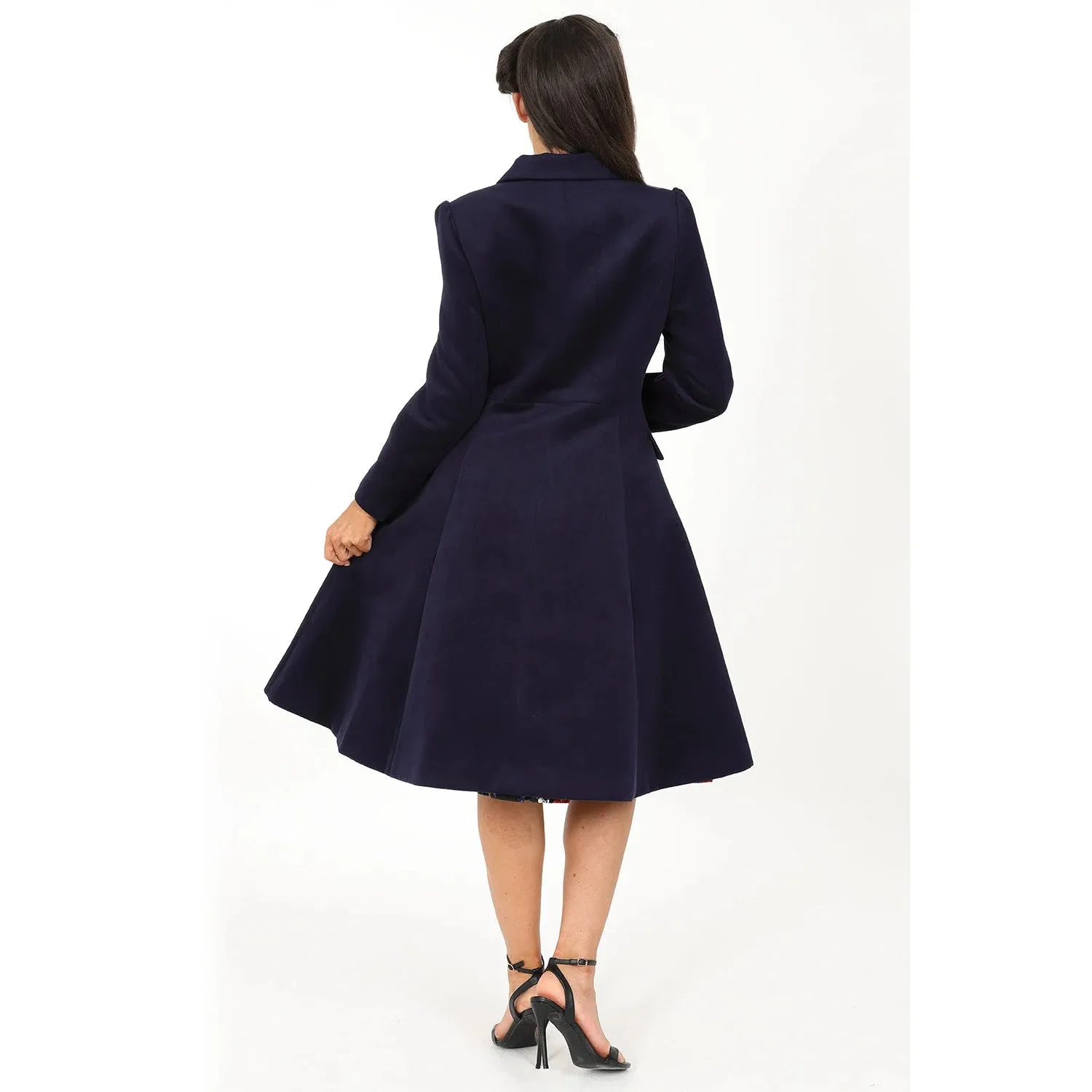 Navy Blue Vintage Winter Swing Coat