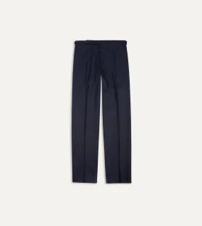 Navy Wool Flannel Single Pleat Trouser