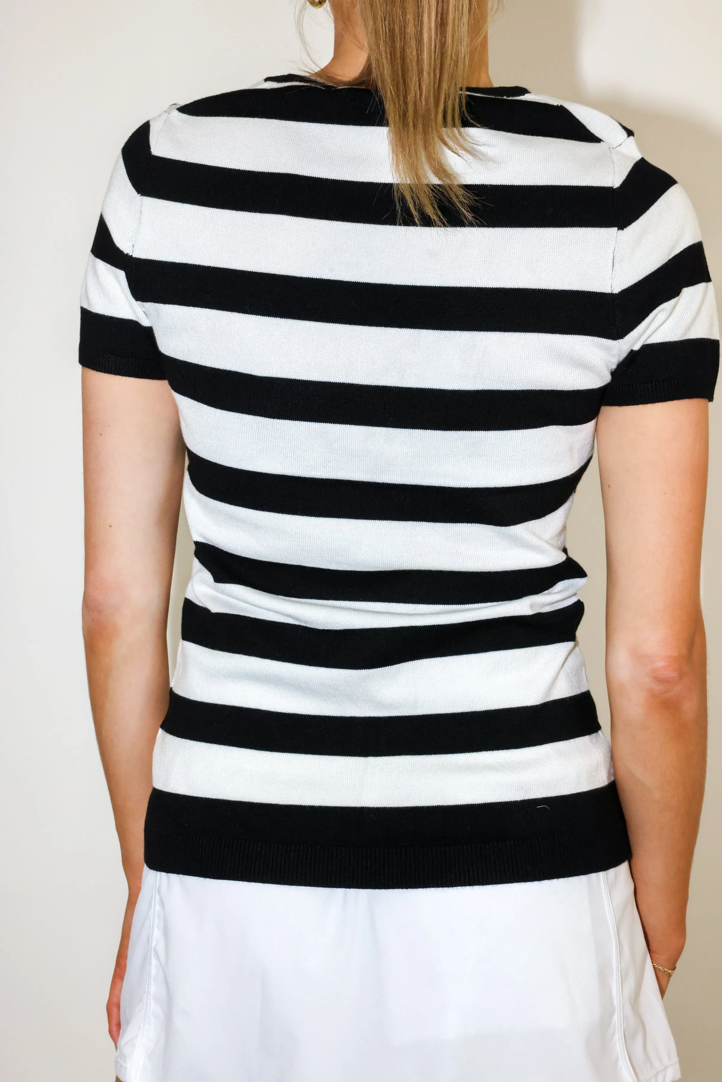 Olivia Short Sleeve Striped Crew Neck Sweater