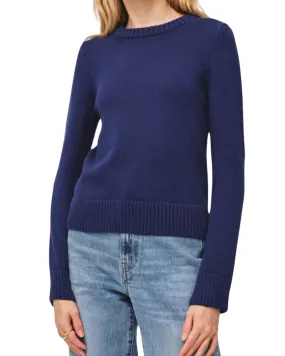 Organic Cotton Shrunken Crewneck Sweater (Navy)