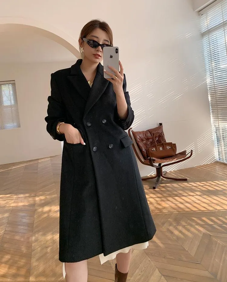 Oversize Black Thicken Long Wool Coat