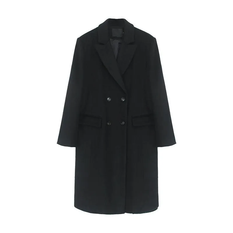 Oversize Black Thicken Long Wool Coat