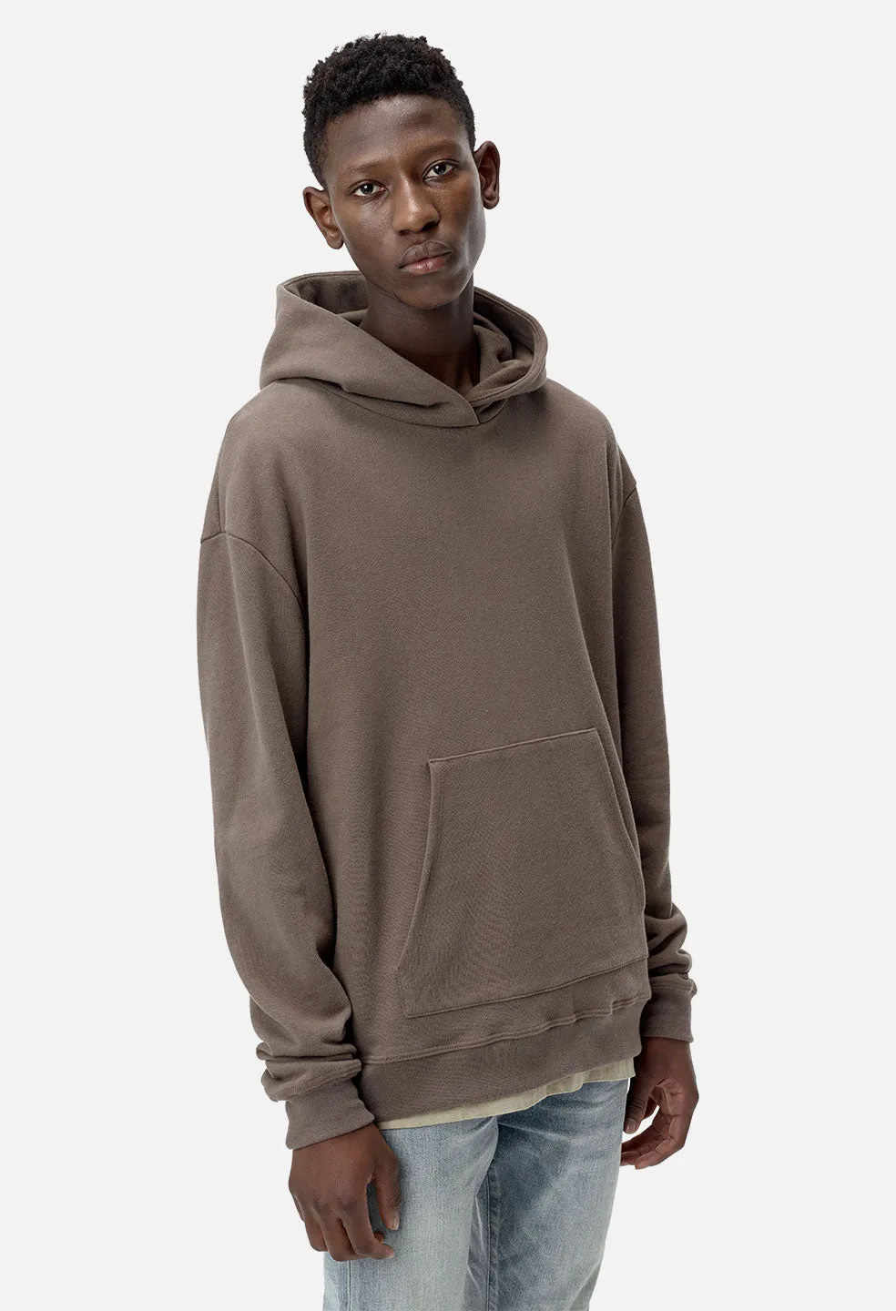 Oversized Cropped Hoodie / Brown