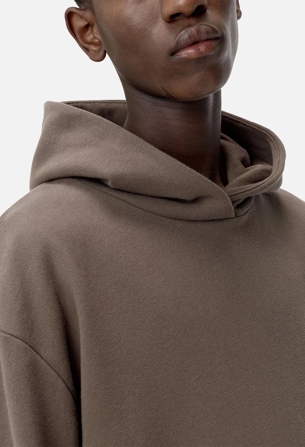 Oversized Cropped Hoodie / Brown