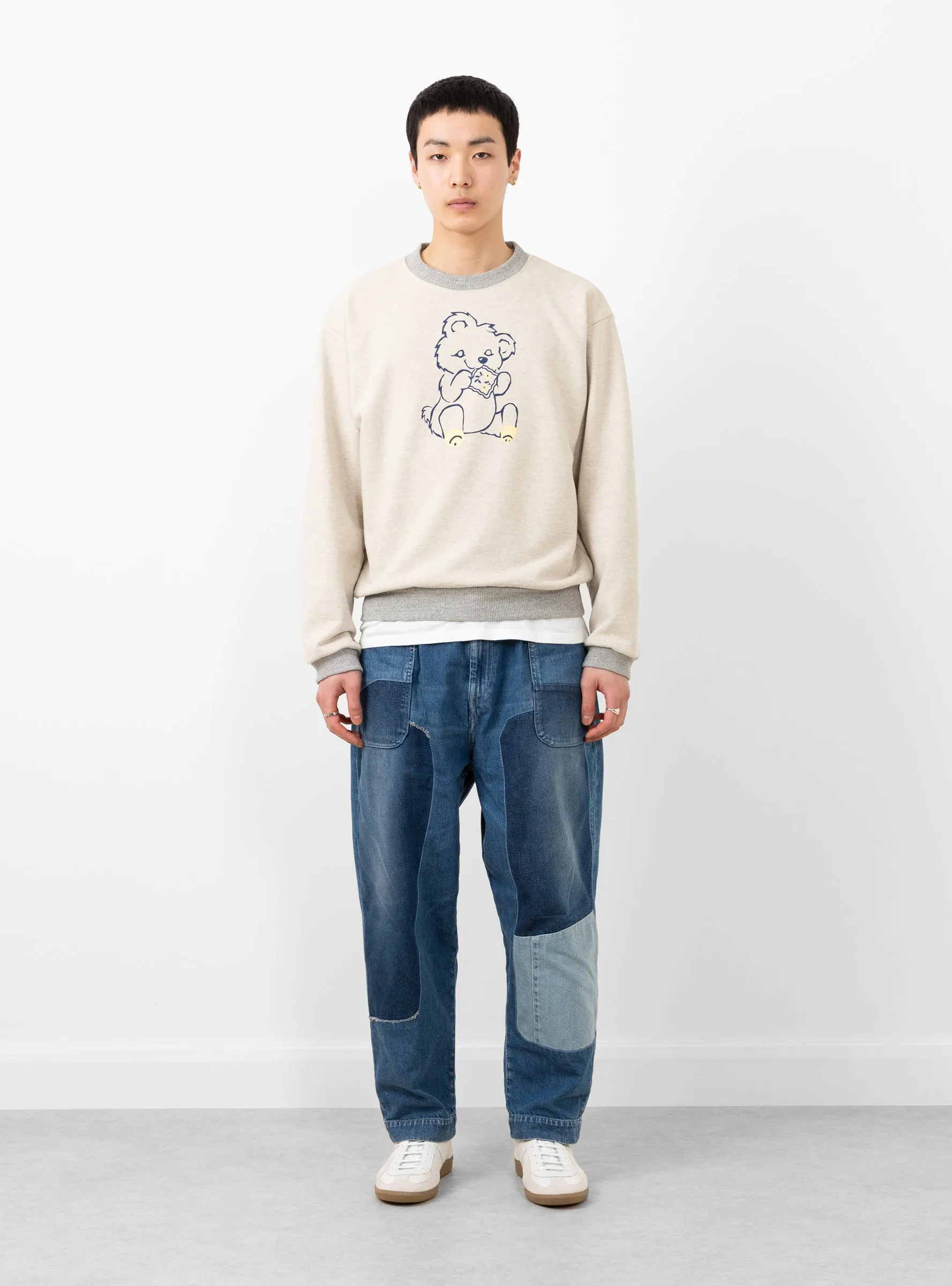 Peckish Little Bear Crewneck Ecru & Grey