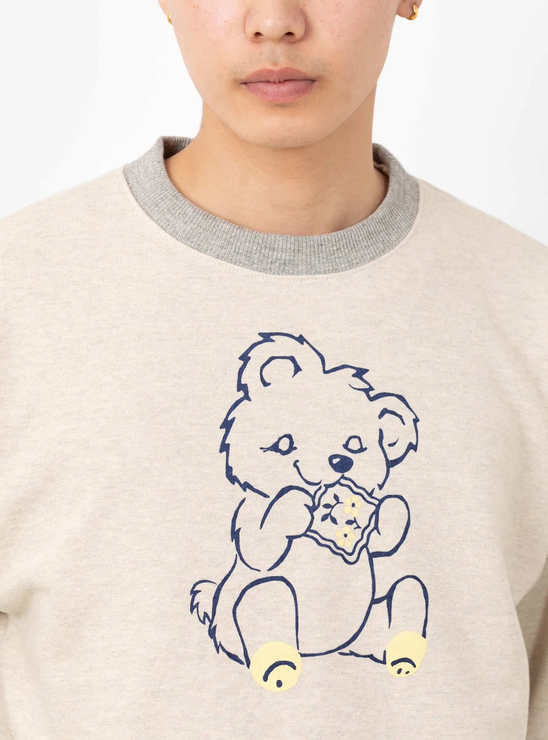 Peckish Little Bear Crewneck Ecru & Grey