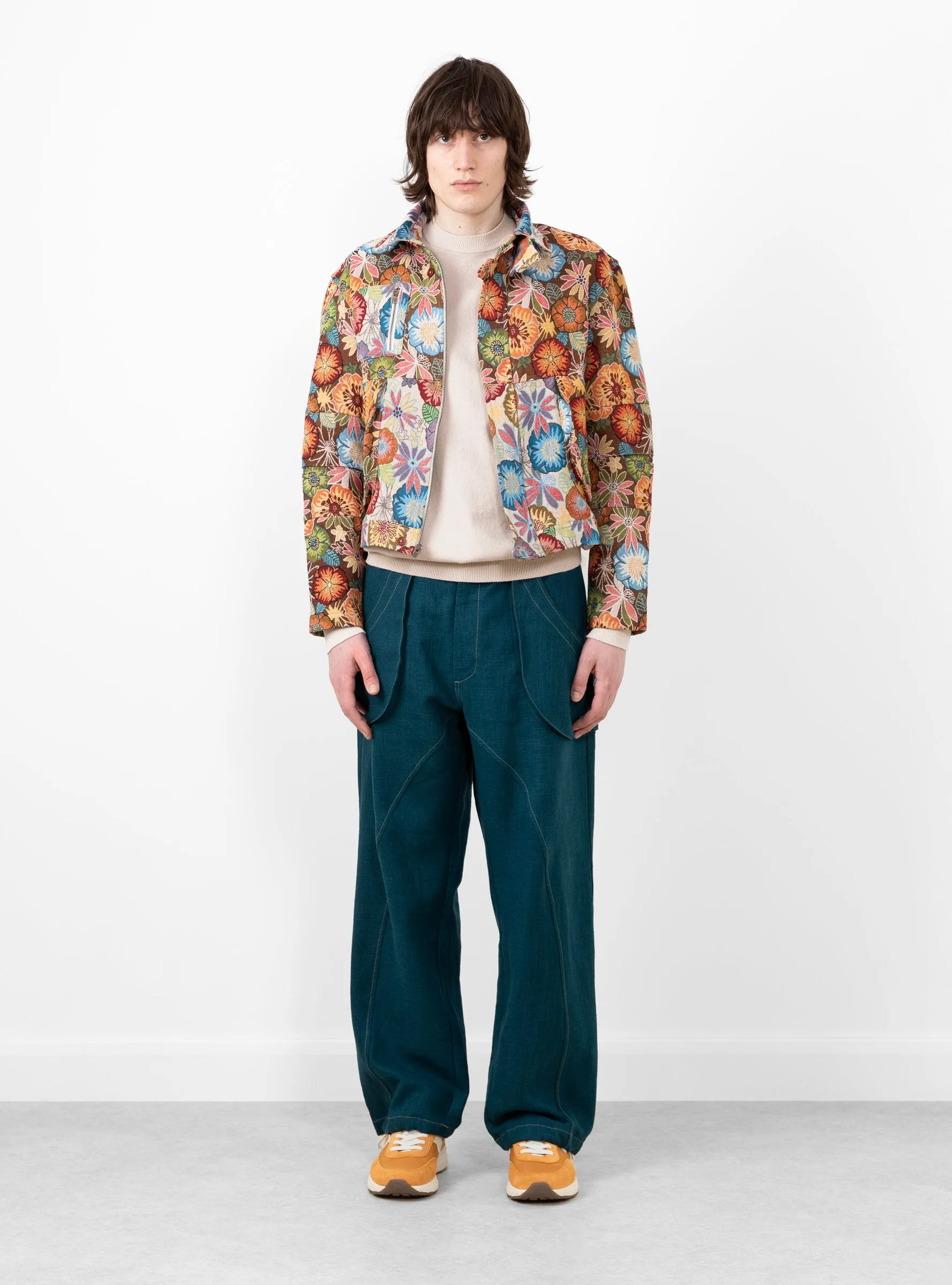 Floral Melange Pine Blouson Jacket with Enhanced Features