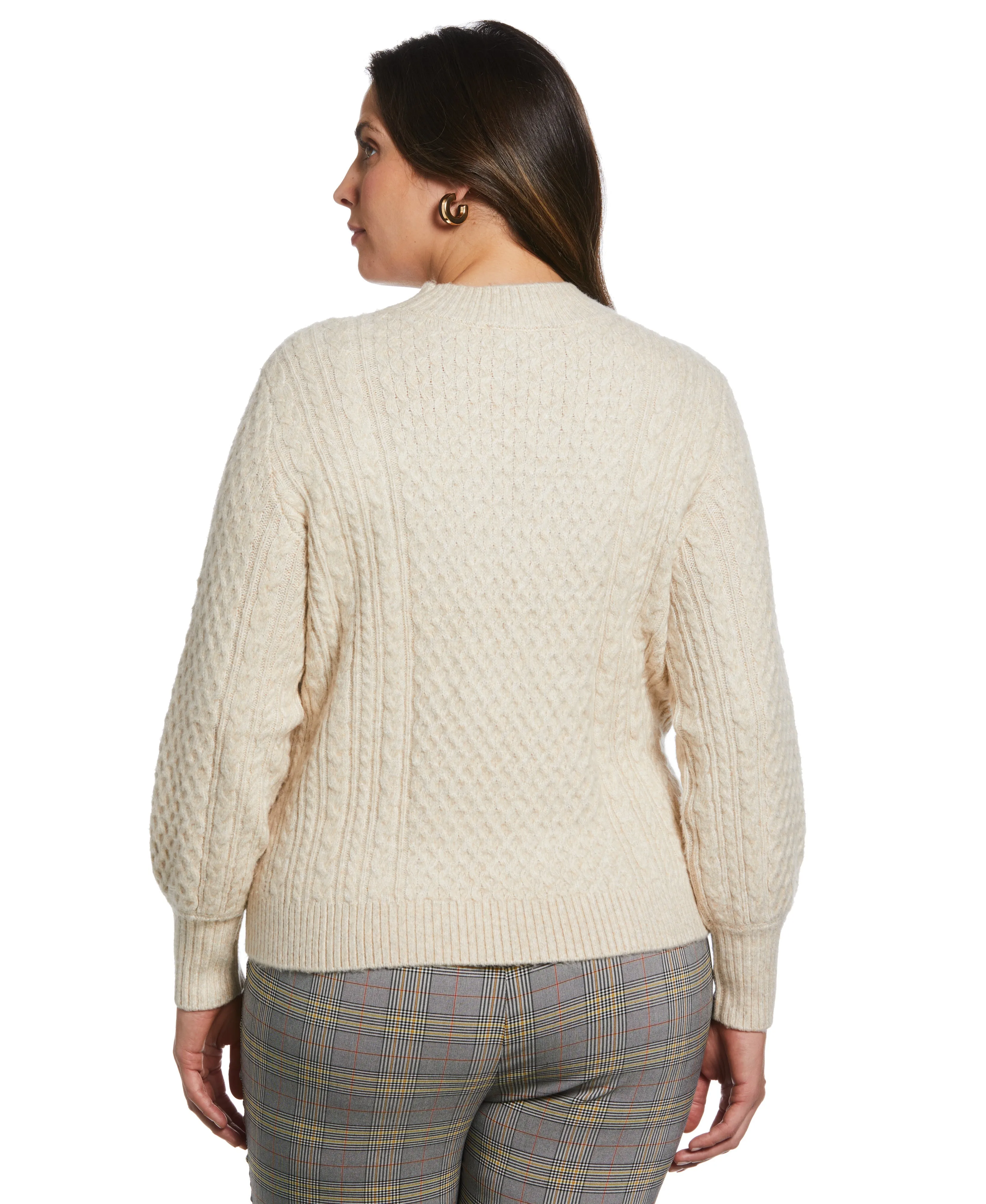 Plus Size Cut-Out Cable Knit Sweater