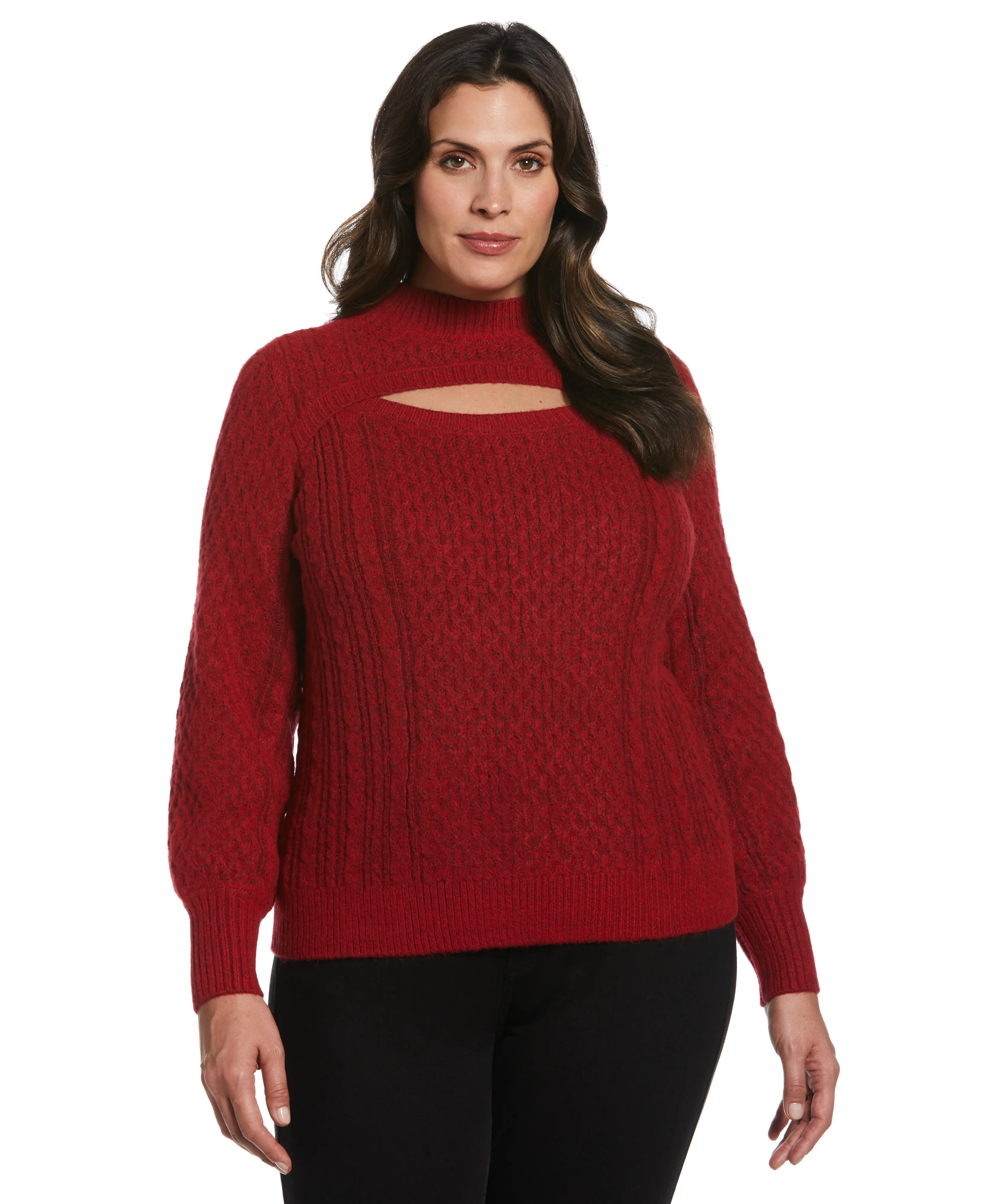 Plus Size Cut-Out Cable Knit Sweater