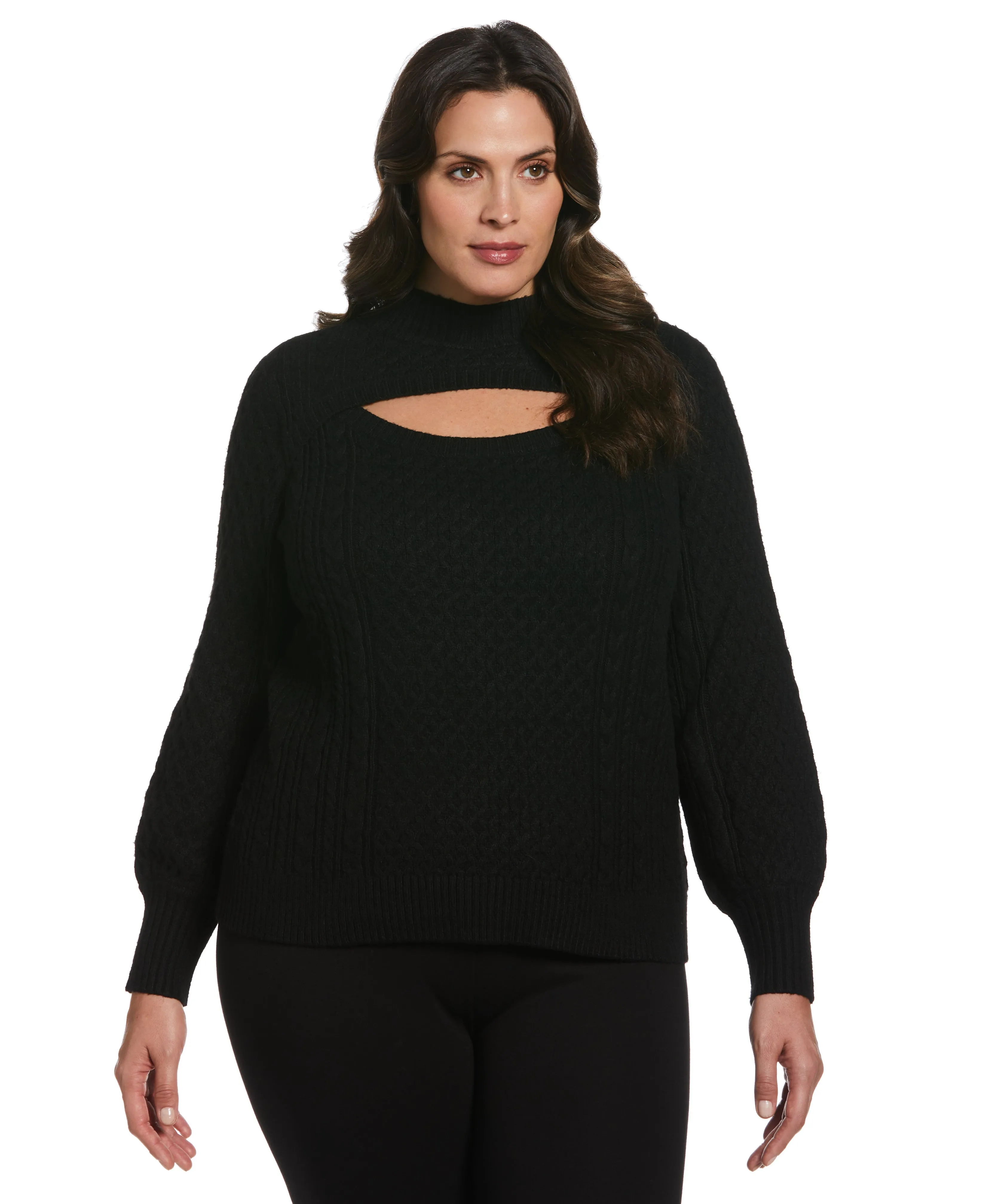 Plus Size Cut-Out Cable Knit Sweater