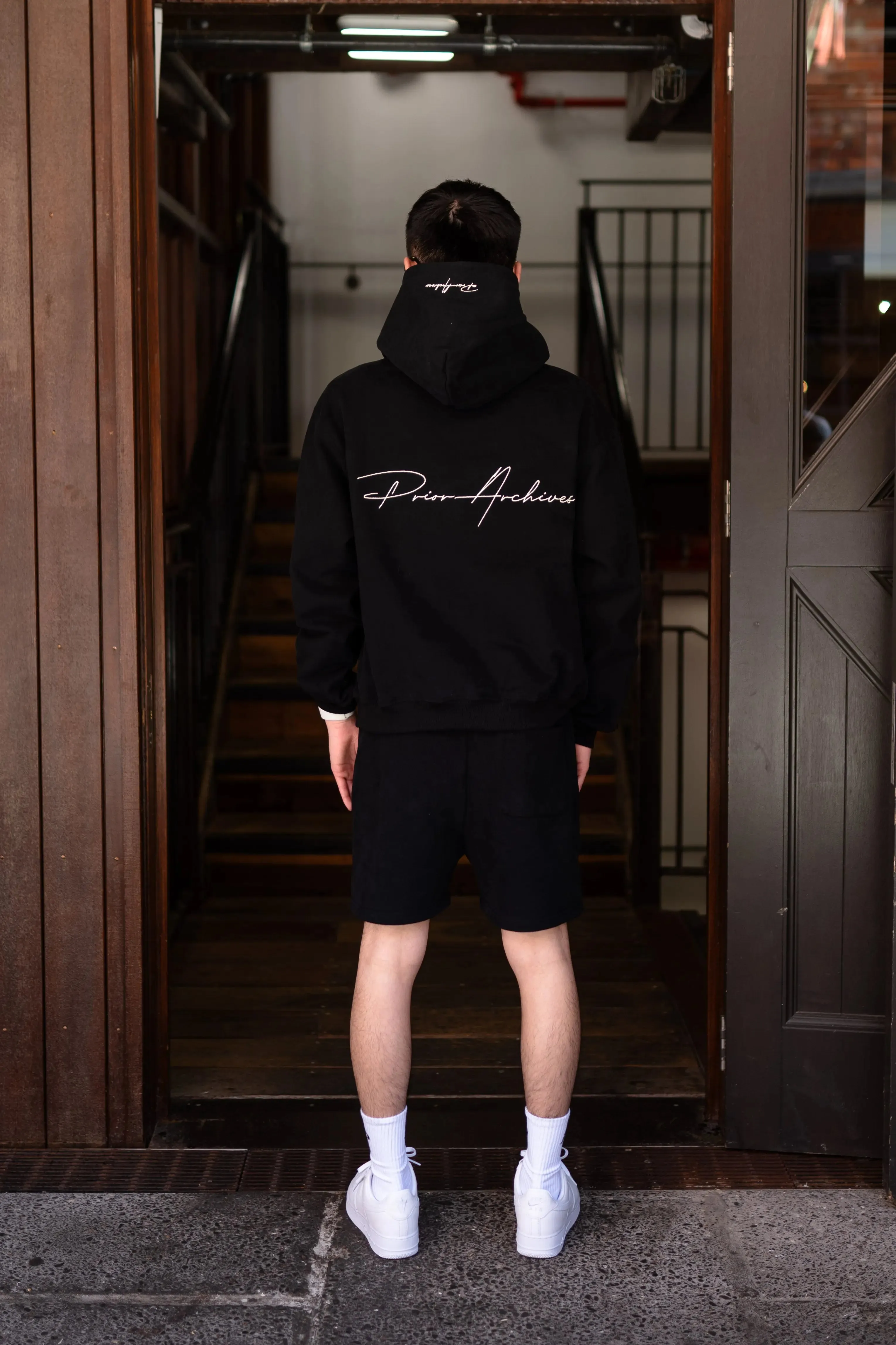 Prior Embroidery Logo Fitted Sweatshorts Onyx