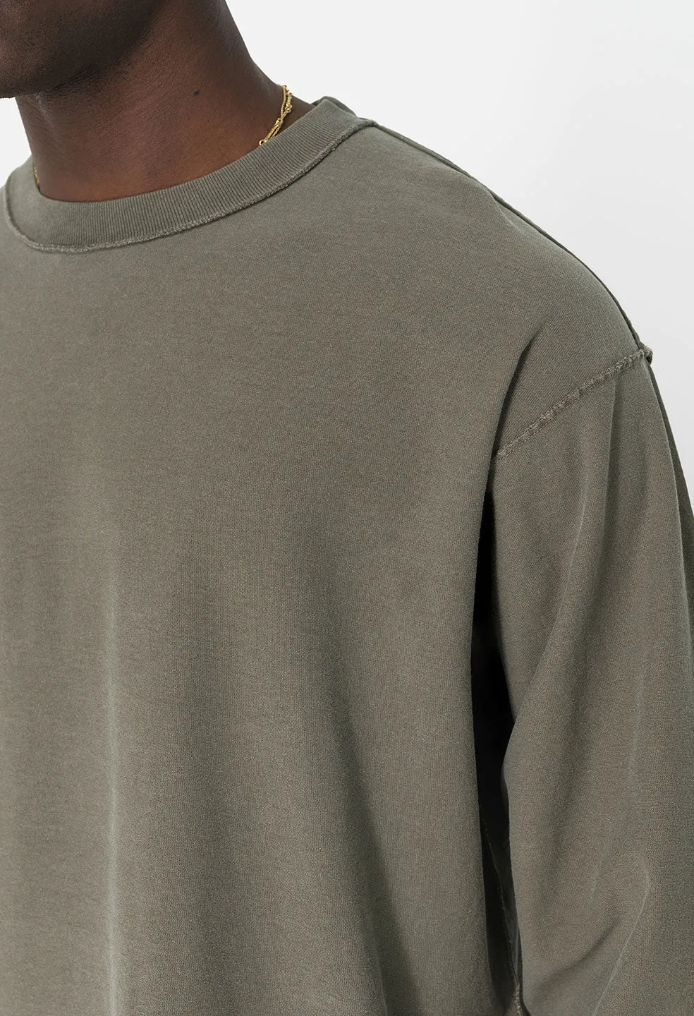 Reversed Cropped LS Tee / Washed Army