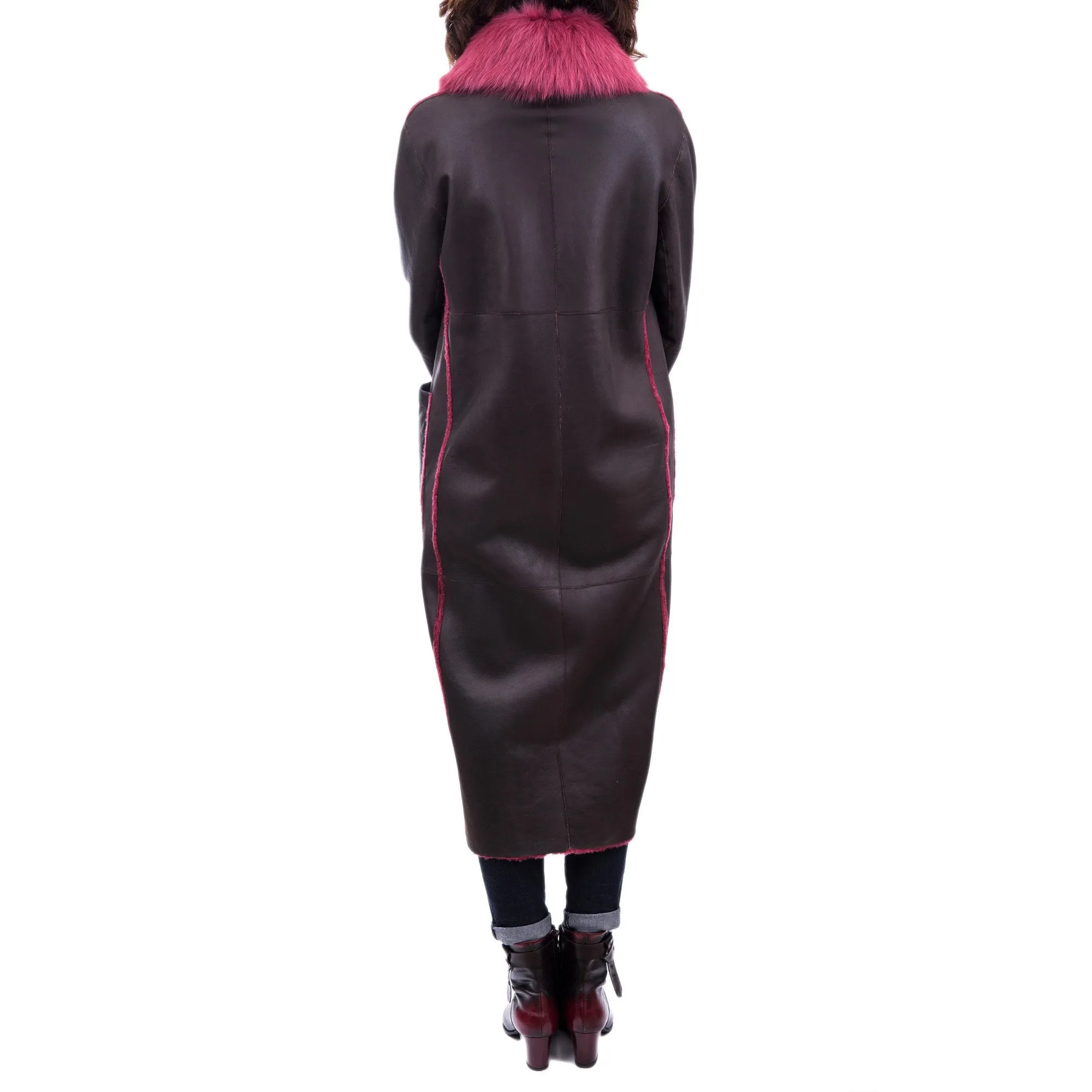 Reversible Coat Merinillo Pacaja Dark Brown / Fuchsia