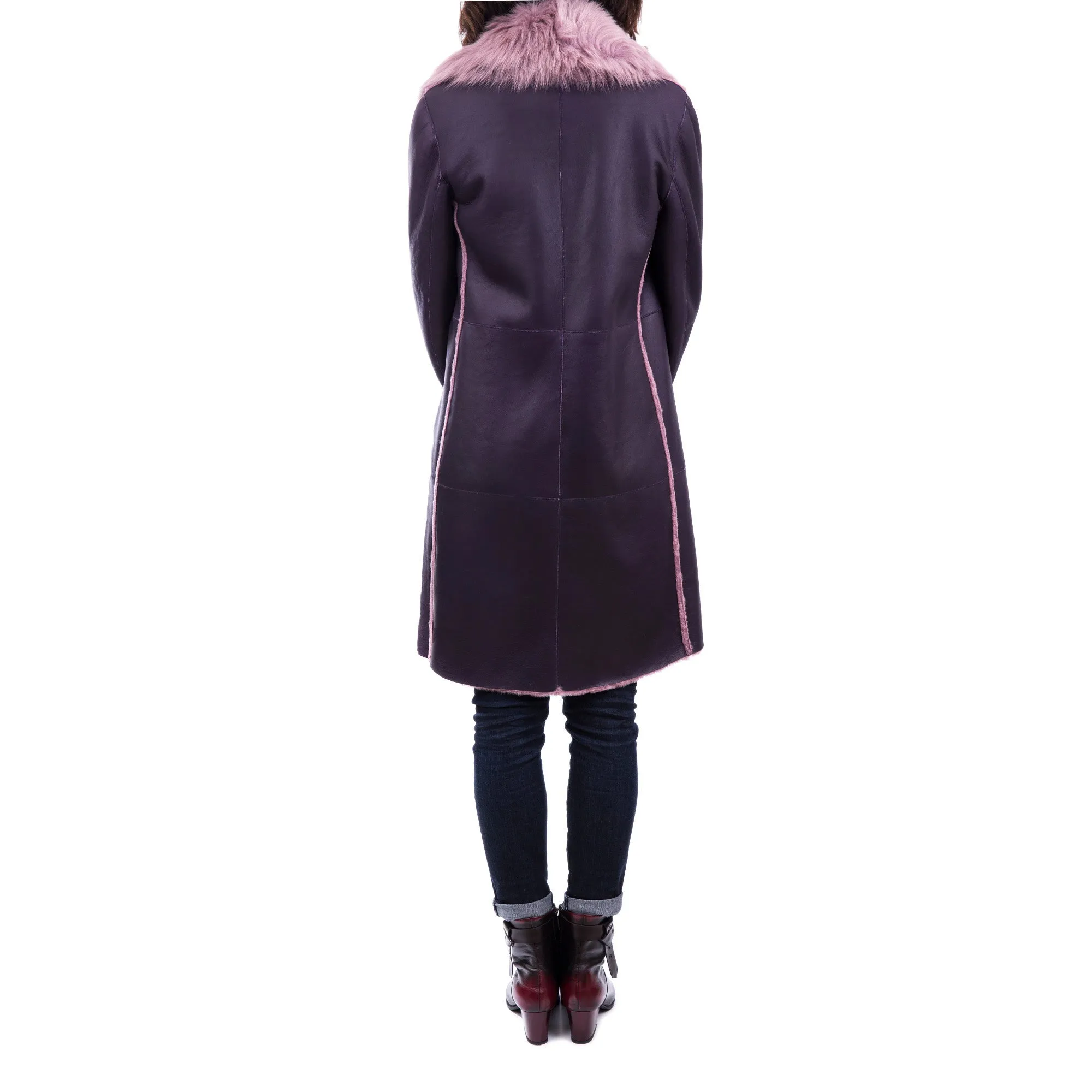 Reversible Shawl-Collar Coat Merinillo Pacaja Cassis