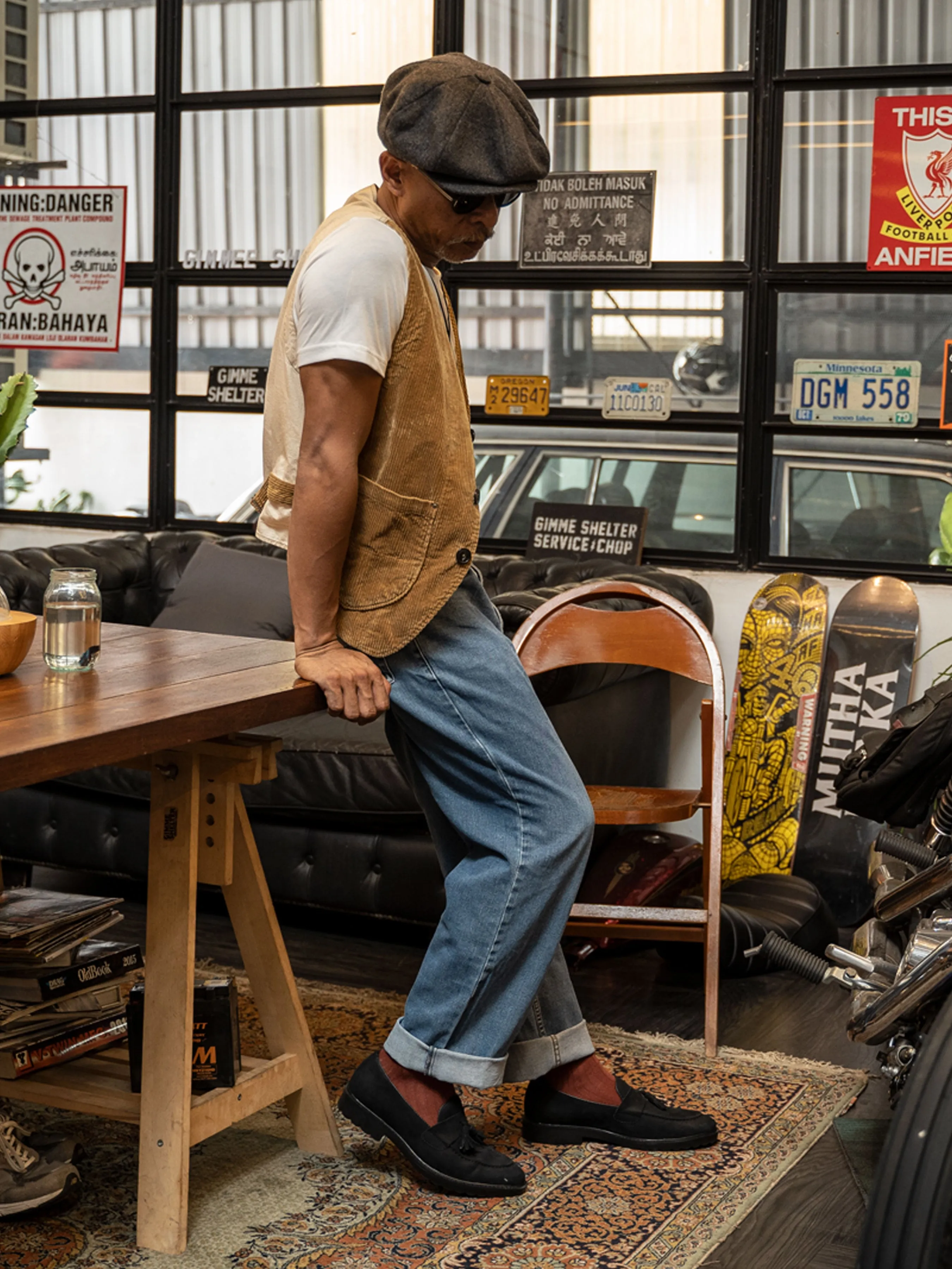 Rocky Tassel Loafer - Black Nubuck Leather (Combat Sole)