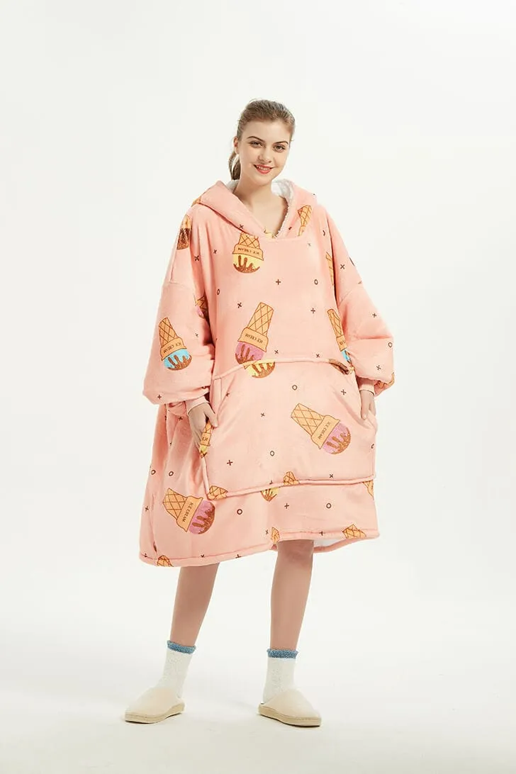 Snuggly™ Oversized Ice Cream Lover Blanket Hoodie