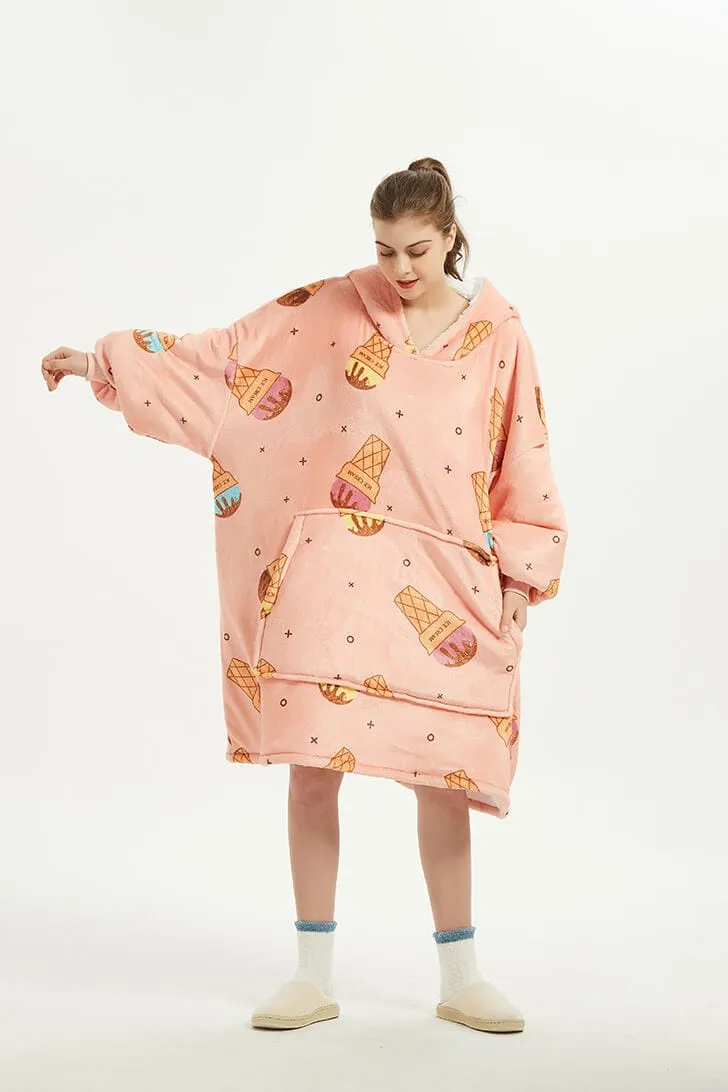 Snuggly™ Oversized Ice Cream Lover Blanket Hoodie