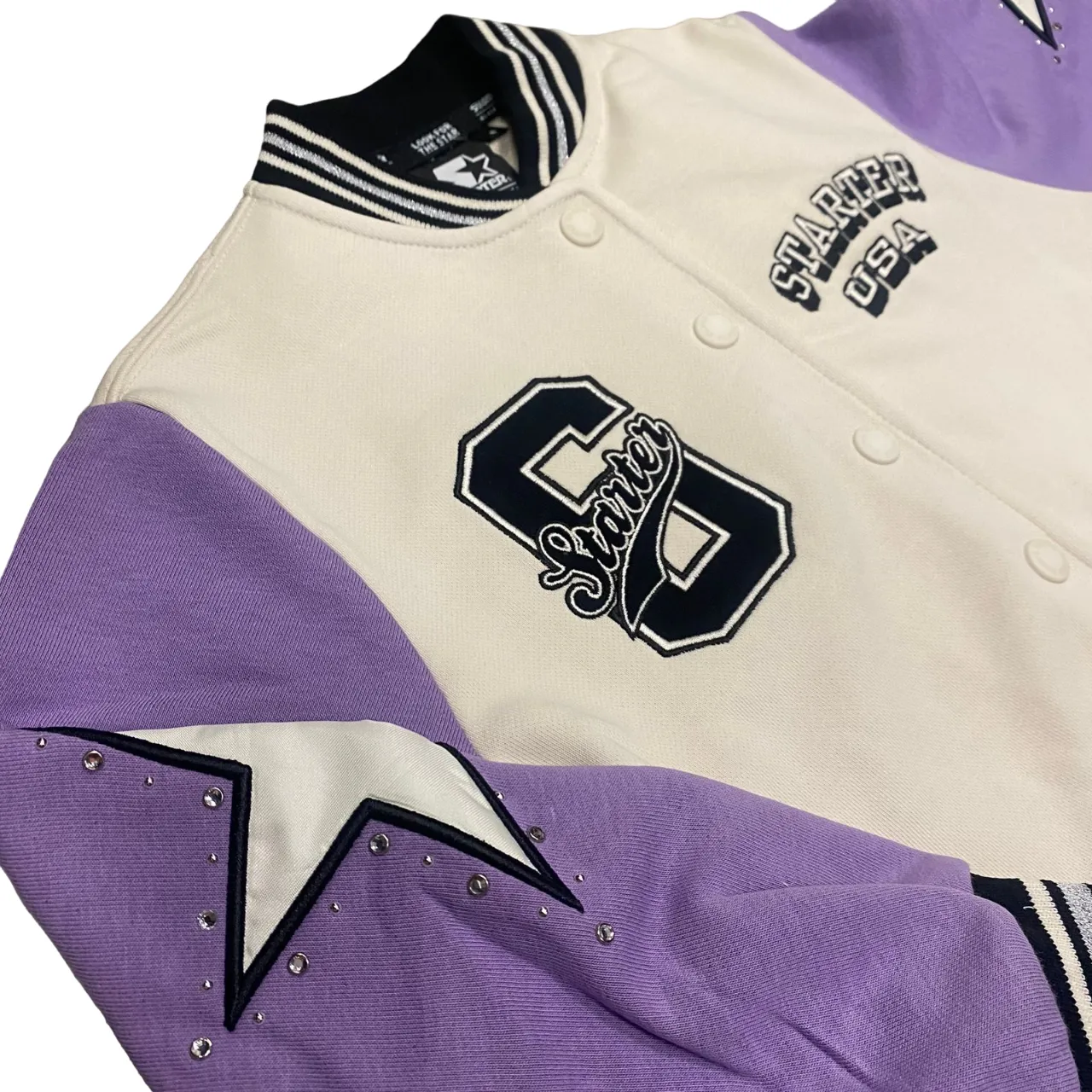 Starter America bomber jacket for girls. Lilac cream color