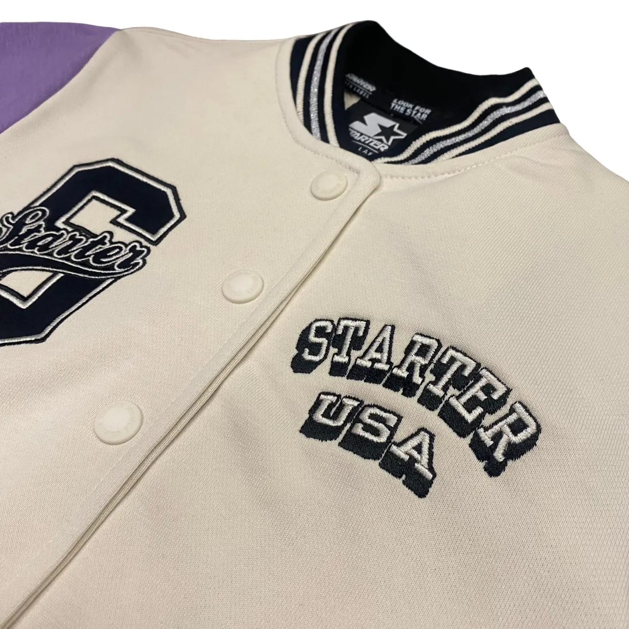 Starter America bomber jacket for girls. Lilac cream color