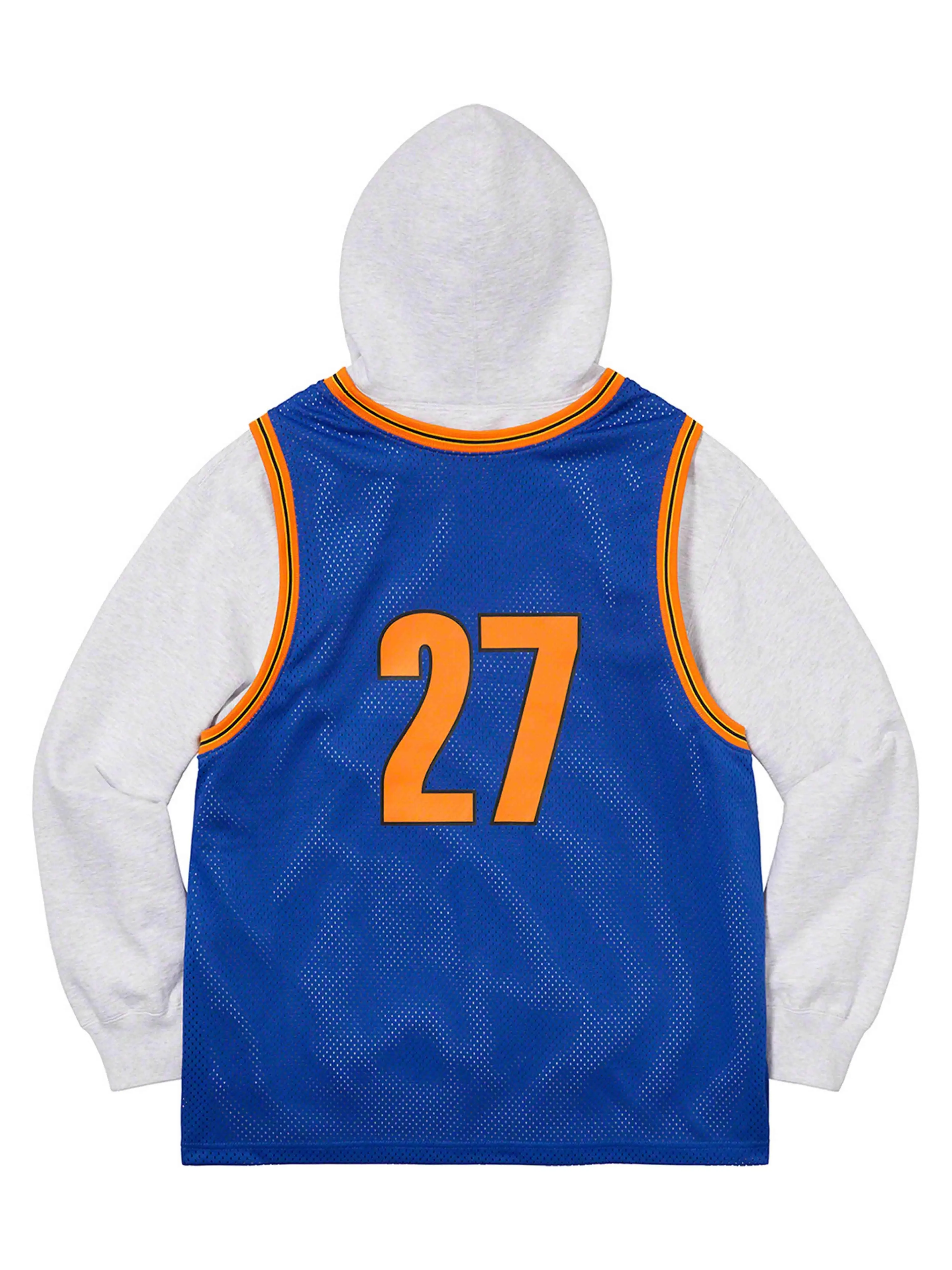 Supreme Basketball Jersey Hooded Sweatshirt Ash Grey