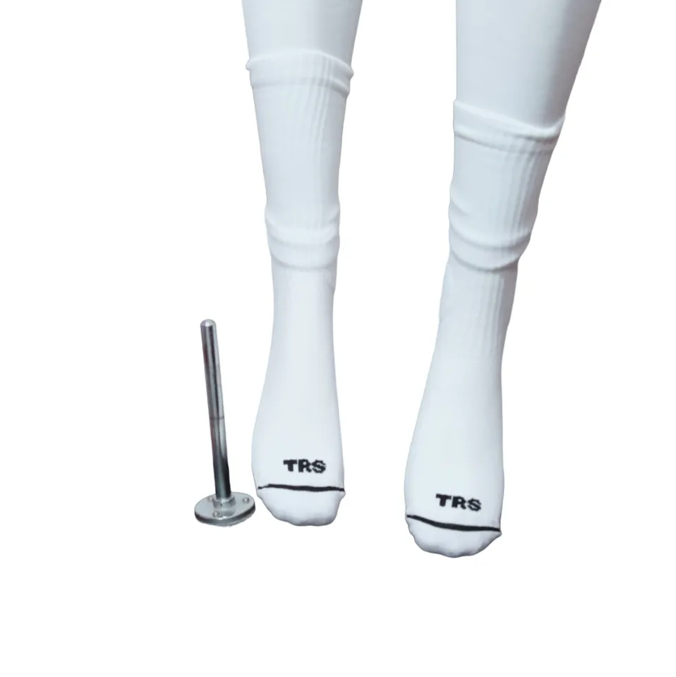 TRS technical football socks   leg warmers P644 P777 white