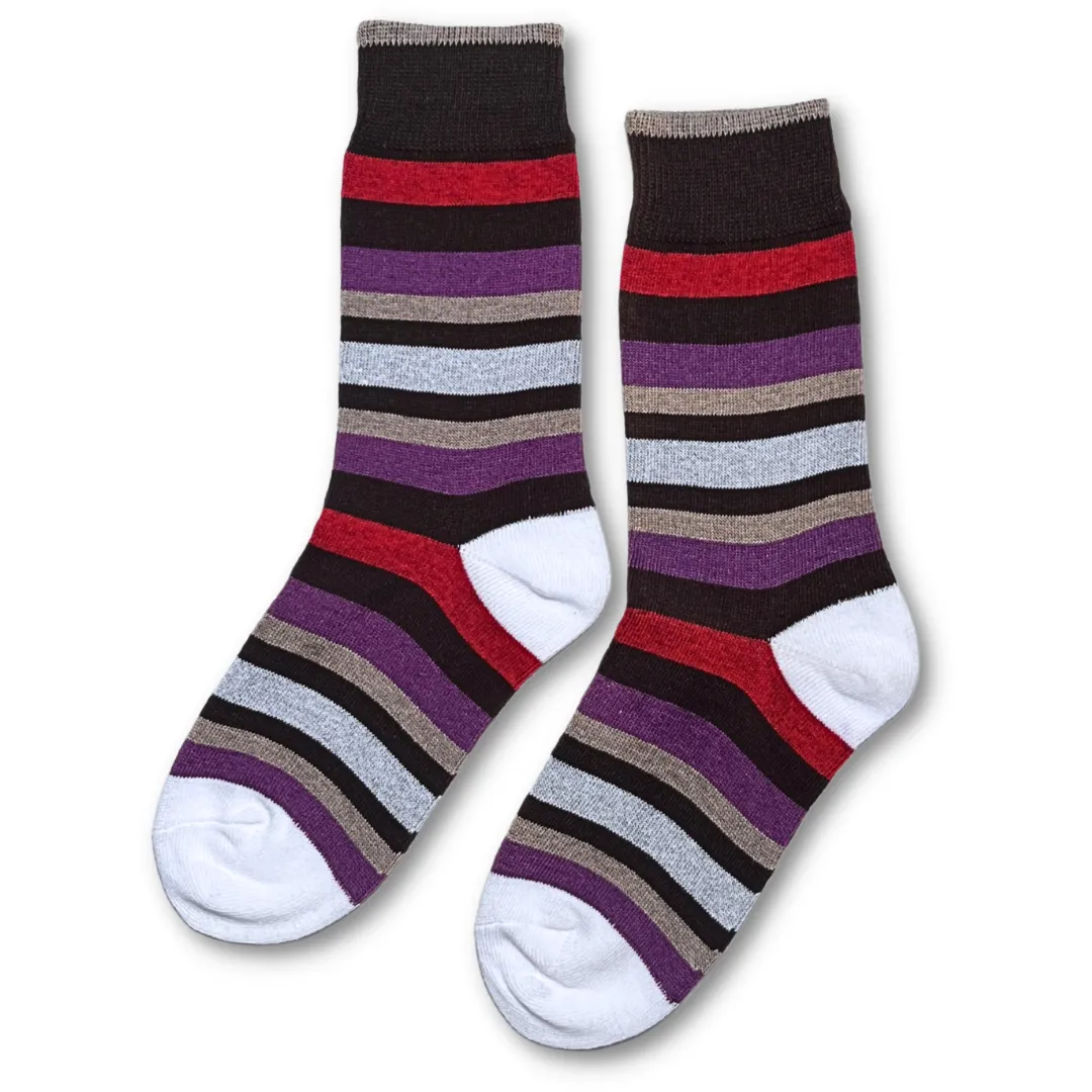 Vannucci Boys Striped Brown/Purple Socks _SS1210