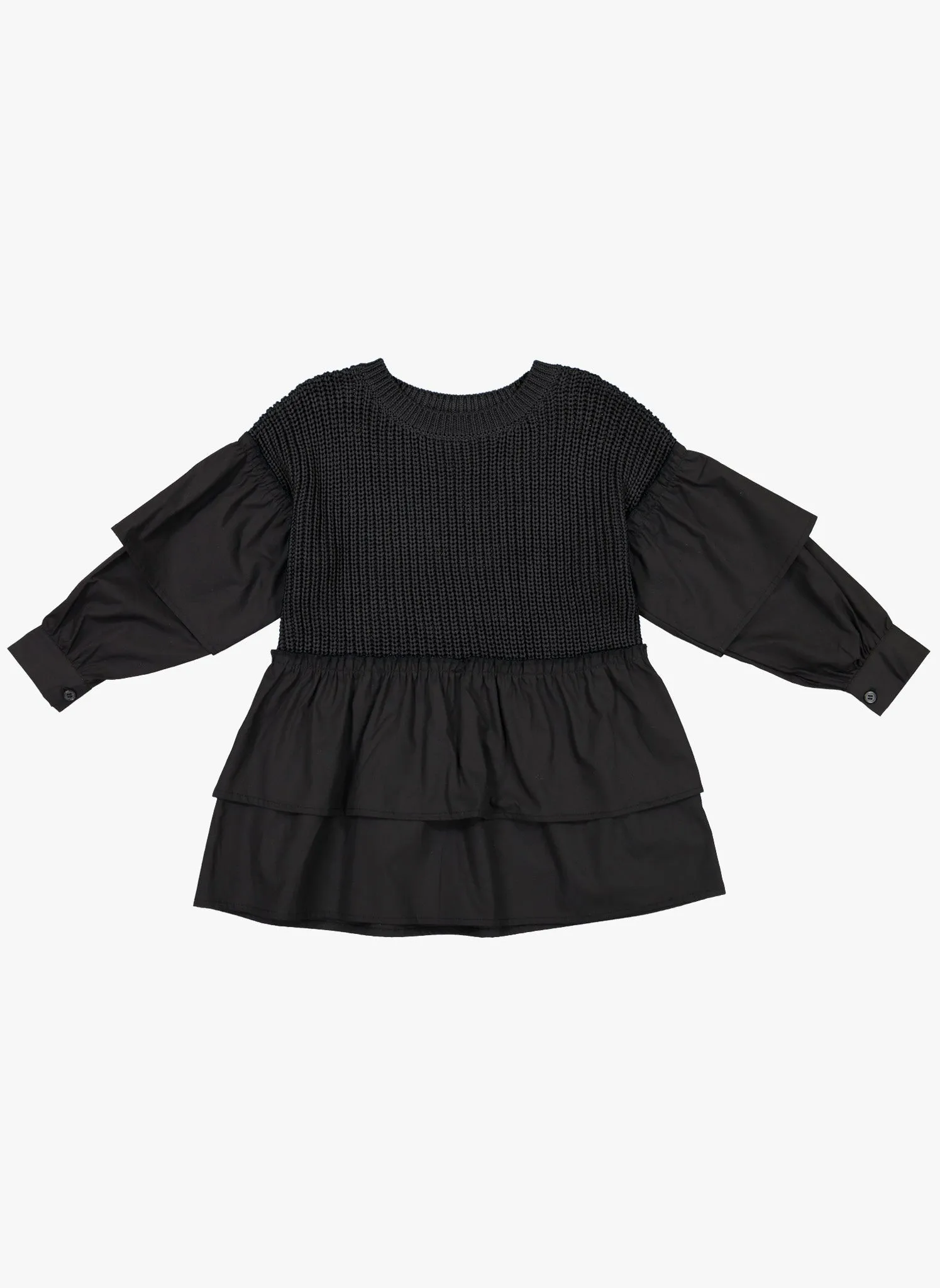 Vierra Rose Liv Two Tone Ruffle Sweater in Black Combo