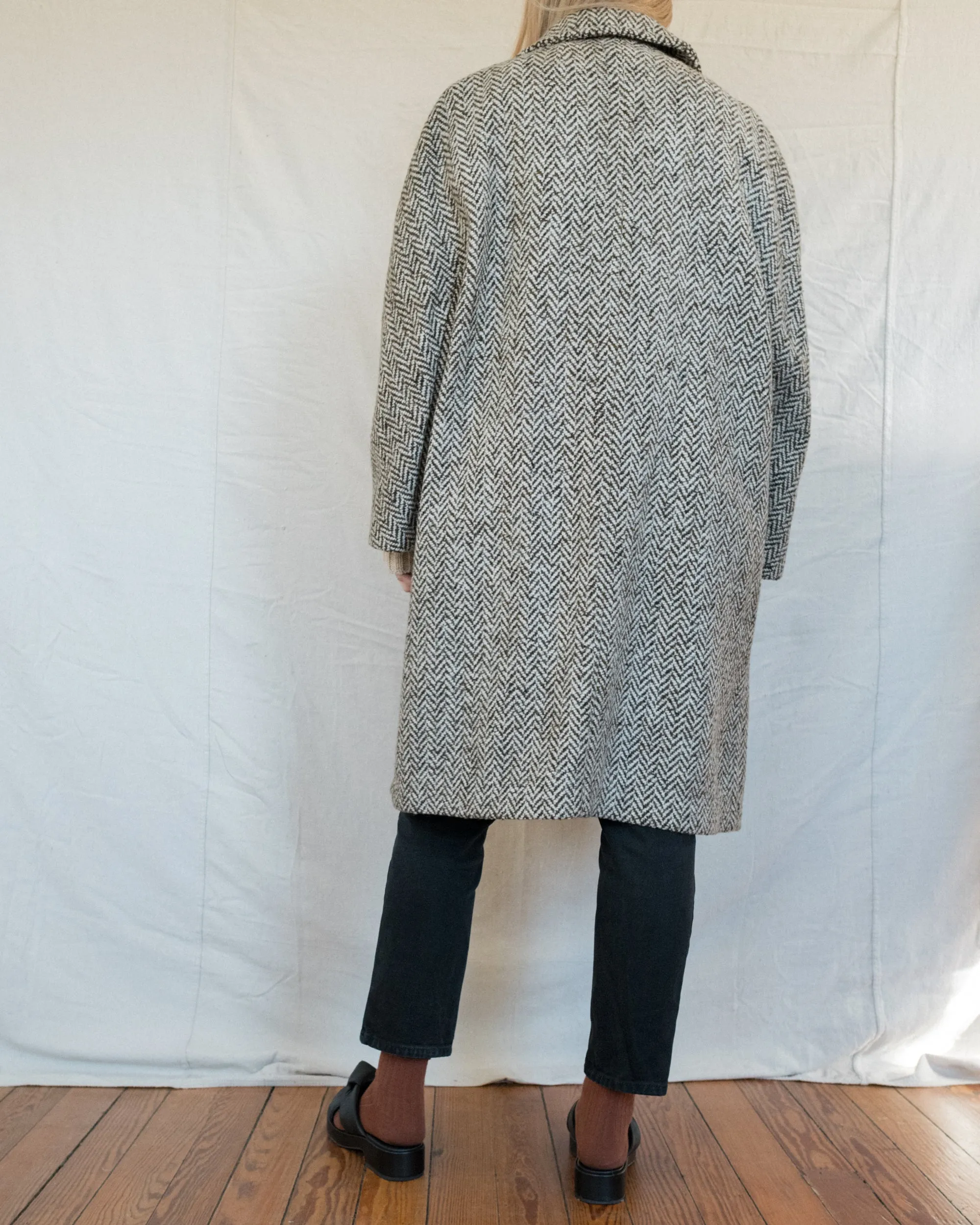 Vintage 60s Herringbone Wool Coat (S/M)