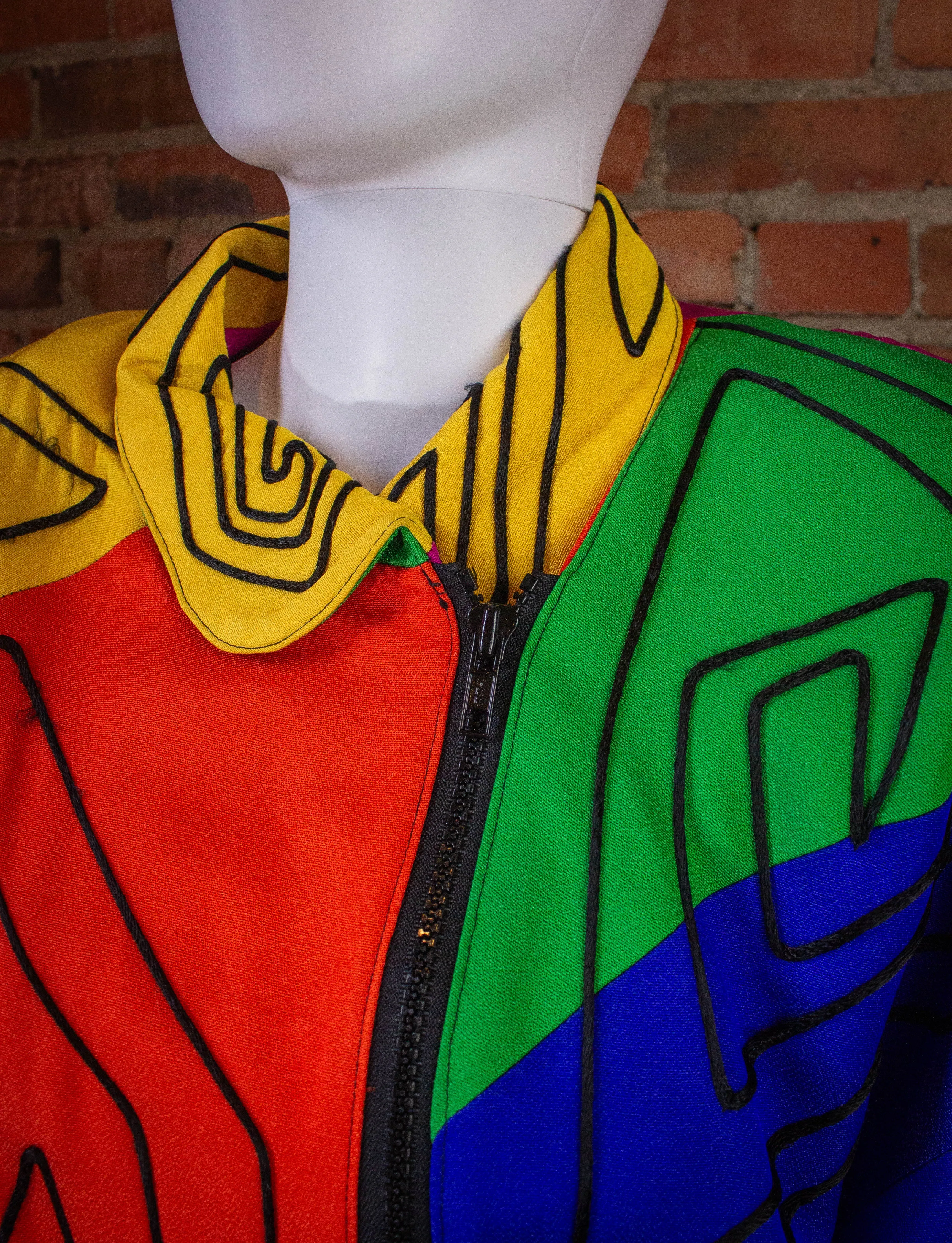 Vintage Cache Neon Abstract Skirt and Jacket Set 80s Small