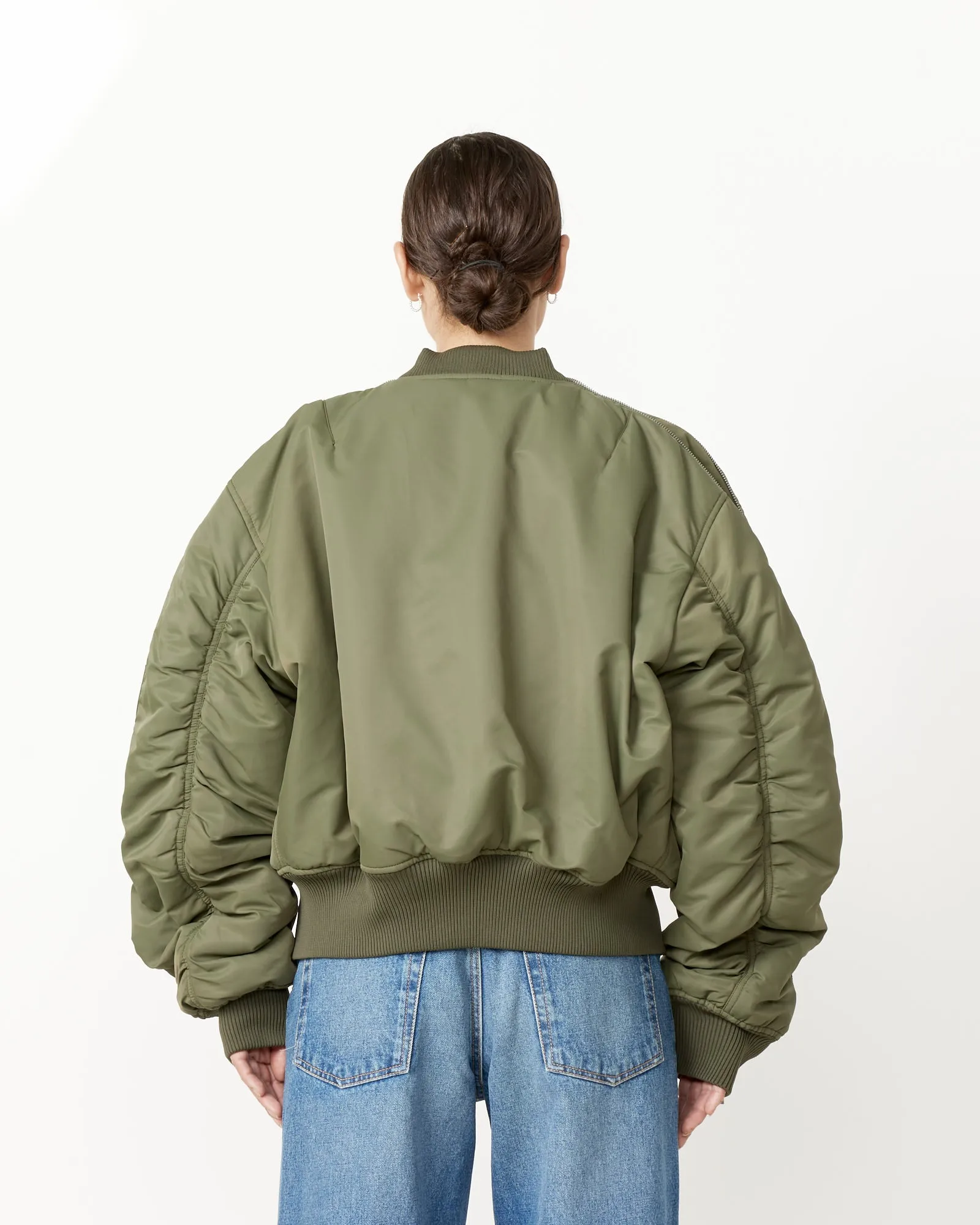 Mens Stylish Zipped Bomber Jacket in Vibrant Hunter Green