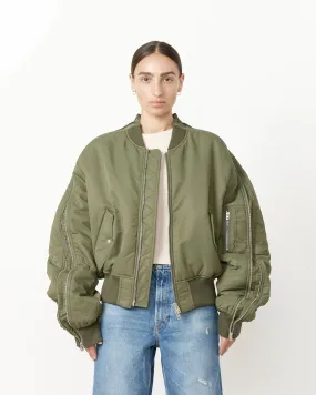 Mens Stylish Zipped Bomber Jacket in Vibrant Hunter Green