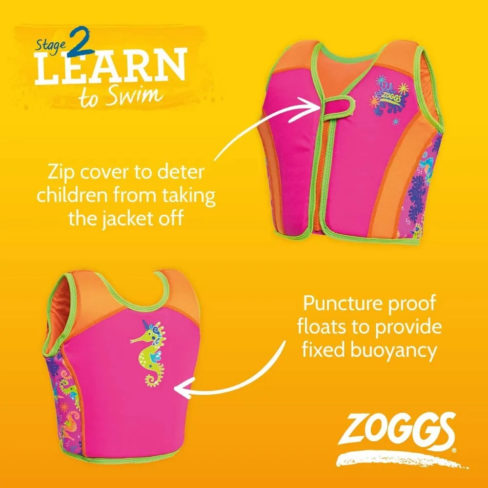 Zoggs Pink, Orange & Green Learn To Swim Swim Vest